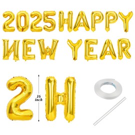 Happy New Year 2025 Balloons Gold 2025 Balloons New Years Eve Party Supplies 2025 New Years Decorations New Years Balloons 16 Inch Happy New Year Banner 2025 New Years Eve Decorations Nye Decorations