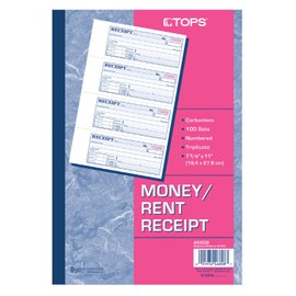 TOPS Money/Rent Receipt Book, 3-Part, Carbonless, 11 x 7-5/8 Inches, 4 Receipts/Page, 100 Sets per Book (46808)
