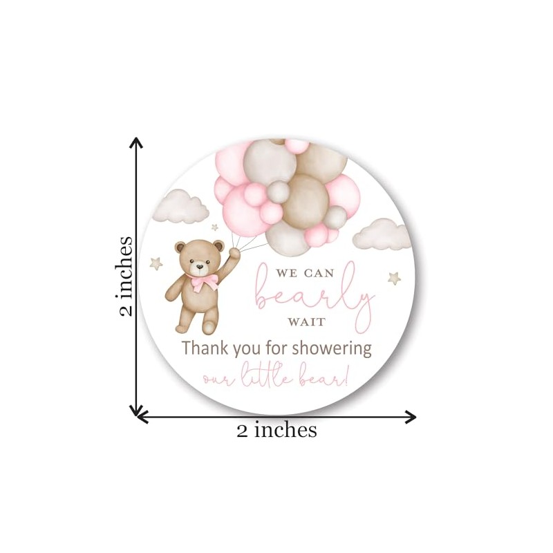 2" Round Boho Bear Balloons Baby Shower Thank You Favor