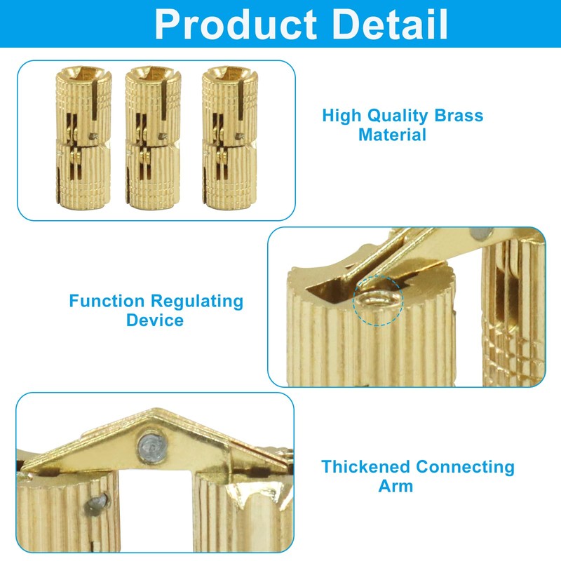 LifCratms 12 Pack 8 mm Hidden Brass Barrel Hinges, Furniture