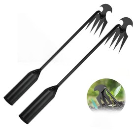 2 Pcs Black Handle Garden Weed Pulling Tool, Portable Weeder Tool Uprooting Weeding Manganese Steel Forged Hand for Vegetable Gardening Backyard Farm Planting & Weeding
