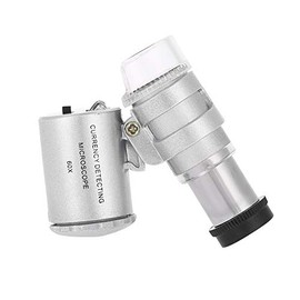 Mini Microscopio 60X Lupa de Bolsillo Plegable Lupa de Joyería Lupa con Luz LED Lupa de Longitud Focal Ajustable