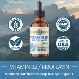 Vykee Nutrition Vitamin B2 Supplement – 6.5mg High-Purity Riboflavin | Supports Energy Production, Cellular Repair & Healthy Vision | Vegan, Non-GMO, GMP for Sport | 10mg/mL