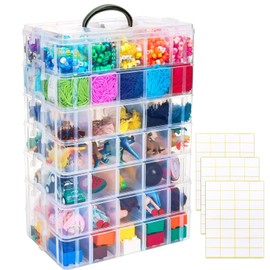 SGHUO 7-Tier Stackable Storage Container Box with 70 Compartments, Plastic Organizer Box for Arts and Crafts, Toy, Fuse Beads, Washi Tapes, Sewing Supplies