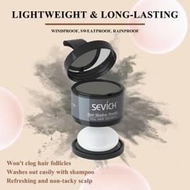 Sevich Hairline Powder，Instantly Conceals Hair Loss, Root Touch up Powder, Hair Shadow Toppers for Women & Men, Touch Up for Thinning Gray Hair, Windproof & Sweatproof,Grey