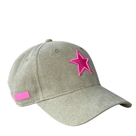 Trucker Hat Women – Vintage Pre-Washed Olive Green with Pink Embroidered Star - Fashion Trendy Aesthetic Baseball Cap – Cute Summer Cotton Adjustable Hat for Women - Gorras para Mujer