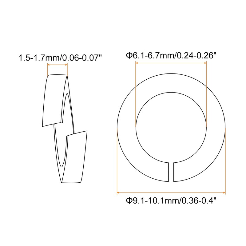 QUARKZMAN Pack of 50 Spring Washers M6 Split Disc Assortment