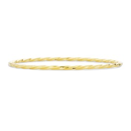 Bling Jewelry Simple Basic Thin Stacking Single Bangle for Women Teen Bracelets Round Twist 18K Yellow Gold Plated 2MM