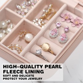 JIRFZUY Mini Jewelry Box for Women, Mom's Gift, Small Jewelry Organizer Travel Jewelry Case Portable Jewelry Storage Box for Ring Earring Necklace Bracelet for Mother'sDay Gift (Pink)