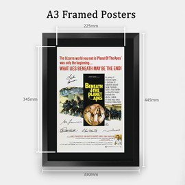 HWC Trading Beneath The Planet of the Apes 1970 Gifts Printed Poster Signed Autograph Picture for Movie Memorabilia Fans - A3 Framed