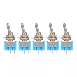 Unbranded 5x Mini Toggle Switch Flat Paddle SPST ON/OFF 2-Pin Metal 3A 250VAC / 6A 125VAC