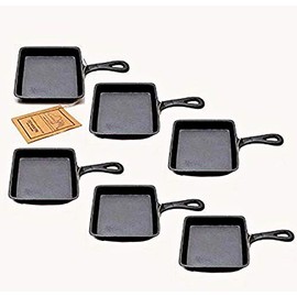 Old Mountain Square Single Serve Cast Iron Skillet - Preseasoned Set of 6