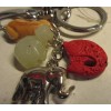 Stone Carved Chinese Feng Shui Key Chain Ring Frog Fish