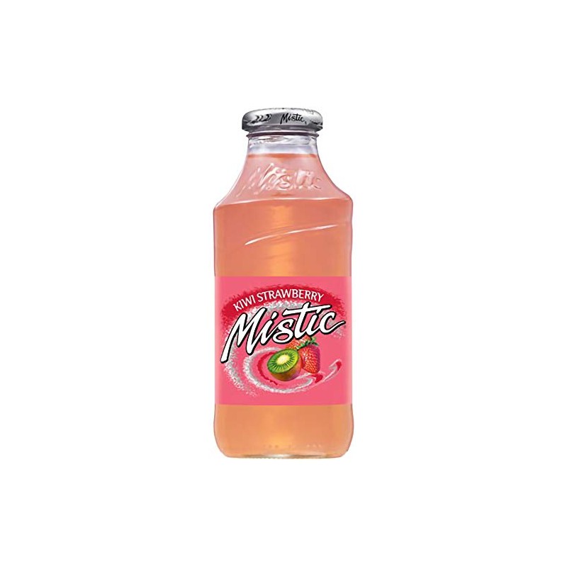 Mistic Kiwi Strawberry Drink, 16oz Glass Bottle (Pack of 6,