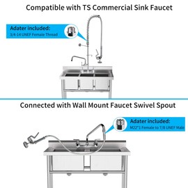 Pre Rinse Spray Valve with 38'' Stainless Hose, Flexible Commercial Sink Hose High Pressure Restaurant Dish Sprayer with Ergonomic Handle Assembly Kit for Commercial Wall Mount Kitchen Faucet