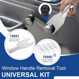 Gulfmew 1 Pcs 76951 Window Handle Removal Tool, 20 Pcs 76980 Car Window Handle Crank Retainer Clip, Car Inside Door Panel Removal Metal Tool Kit, Universal Fit for Most Vehicles