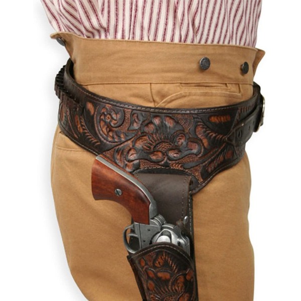 Historical Emporium Men's Right Hand Tooled Leather Western Gun Belt and Holster .44/.45 Cal