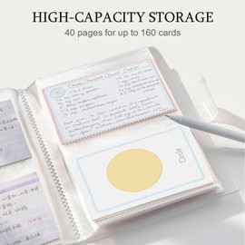 Basicon 3x5 Index Card Organiser, Index Cards Clear Plastic Holder Organiser Pouch Book Recipe Card Holder Index Card Holder, 40 Pages Holds 160 Cards