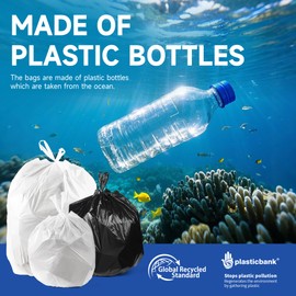 KeenEcho Small Trash Bags with Handles (1.2/2/3/4/6/8/13 Gallon) - Ocean Plastic Upcycling - Plastic Garbage Bags, Can Bin & Waste Basket Liner for Kitchen, Bathroom, Office and Pets