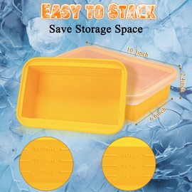 Maxcheck 2 Pcs Large Silicone Freezer Containers 6 Cup Silicone Soup Freezer Molds Freezing Food Storage with Lids and Measurement Lines for Soup, Pasta Sauce, Broth(Orange)