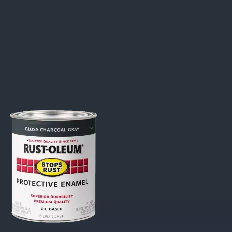 Rust-Oleum 7784502 Stops Rust Brush On Paint, Quart, Gloss Charcoal