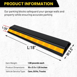 HOXWELL 2 Pcs 18'' Heavy Duty Parking Aid for Garage, with Yellow Safety Stripes, Parking Gadgets Protects Car and Garage Walls, Parking Stopper Easy to Install 2 Packs