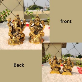 Wonder Care Lakshmi Ganesh Decorations for Home & Office | Metal Laxmi Ganesh Statue for Diwali & Puja | Ganesh Idol for Car | Home Decor & Return Gift