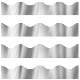 55.8 Feet Bulletin Board Border Glitter Scalloped Borders Bulletin Board Border Decorative Bulletin Board Trim Poster Borders Classroom Decoration Strips (Silver)