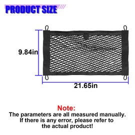 Craedli 2PCS Small Cargo Net, Elastic Stretchable Mesh Net Pocket with Mounting Screws and Hooks, Universal Automotive Trunk Netting Storage Pouch for Car, Truck, SUV, Boat, RV(21 x 9.8 Inch)
