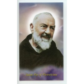 St. Padre Pio - Prayer - Relic Laminated Holy Card - Blessed by Pope Francis