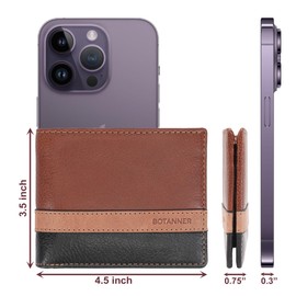 BOTANNER Mens Genuine Leather Bifold Wallet | RFID Blocking, 8 Credit Card Slots, 2 Sections for Bills & 2 Additional Slots | Tan/Camel/Black