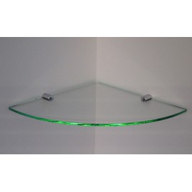 SMALL GLASS EFFECT ACRYLIC CORNER SHELF WITH CHROME FIXING BRACKETS180mm
