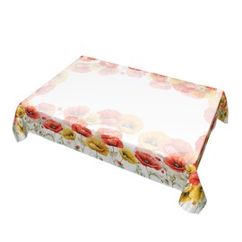 GSRONY Decorative Rectangle Table Cloths Watercolor Poppy Spring Seasonal Summer Flower Tablecloth Table Cover for Dining/BBQ/Picnic/Coffee Table 52 X 70 Inches