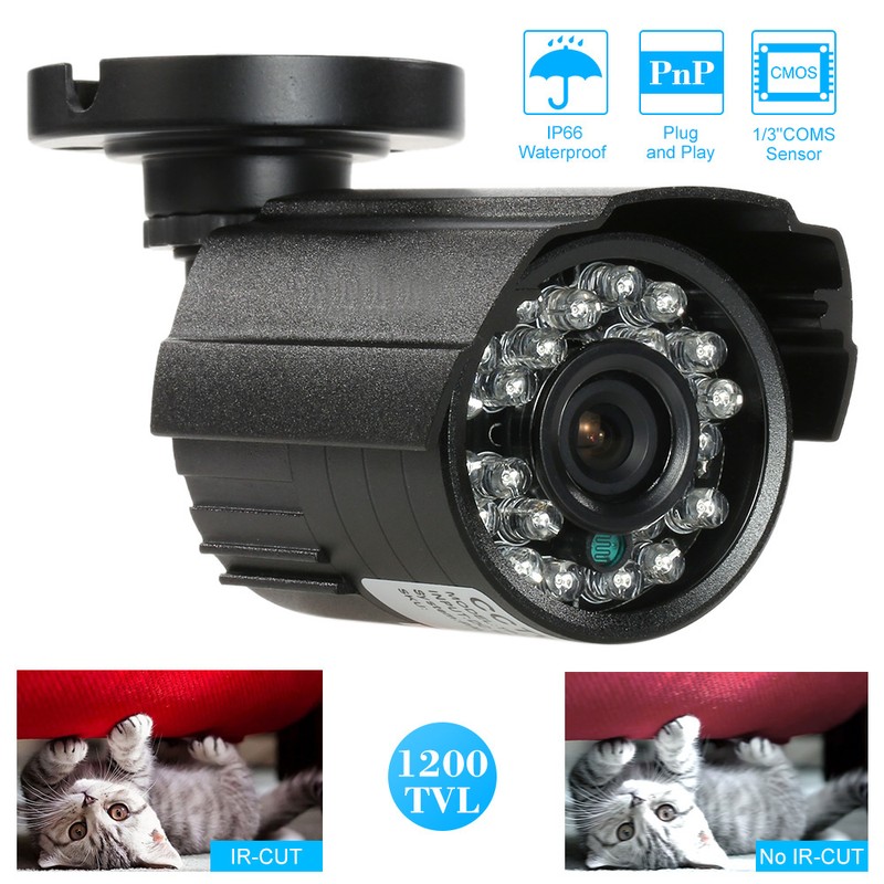 1200TVL CCTV Camera 24 IR Lamps Night Vision 1/3’’ CMOS