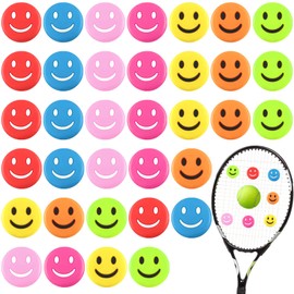 Jexine 35 Pcs Tennis Vibration Dampener Silicone Racket Dampener Cute Tennis Supplies Racket for Gift (Smile)