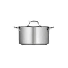 Tramontina Tri-Ply Clad Stainless Steel 6-Quart Sauce Pot with Lid, Induction-Ready Pot, Dishwasher-Safe, NSF-Certified, Made in Brazil