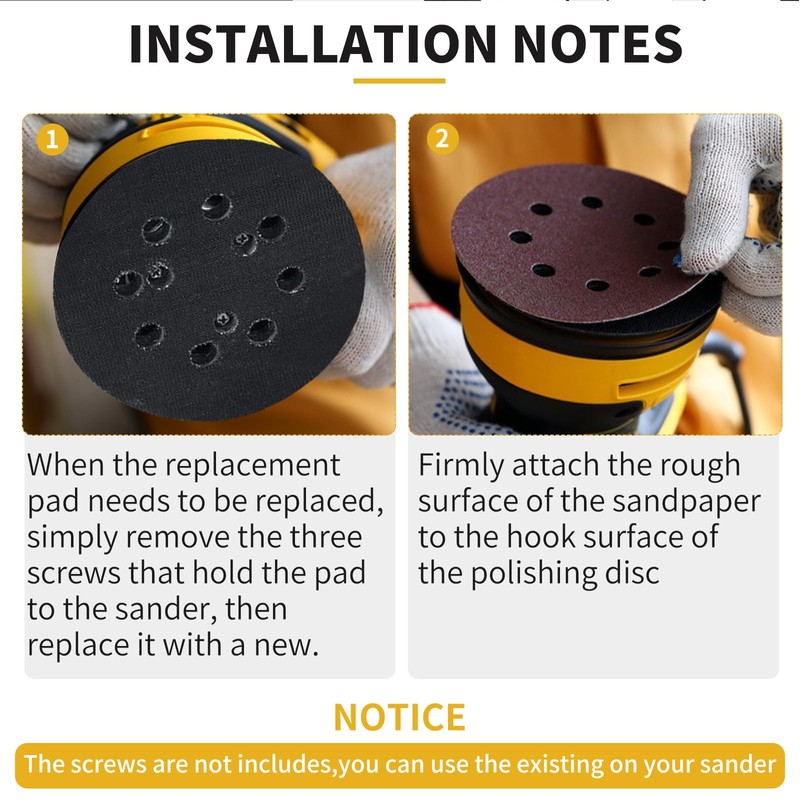 Gnellkoor 2 Pack 5" 8 Hole Hook & Loop Replacement