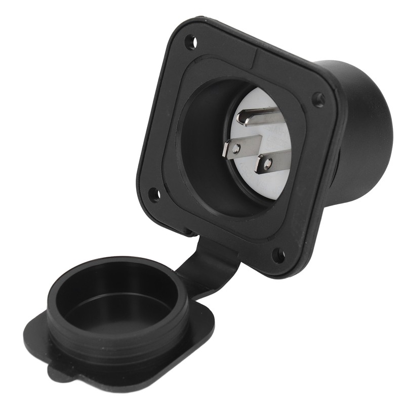 2 Pole 3 Wire Flange Power Inlet Straight Blade Receptacle