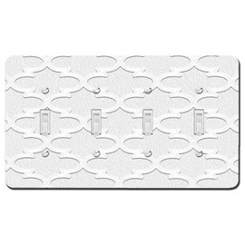 Elements of Space - Decorative Switch Plate Covers - 4 Light Switch Cover Plate - Lattice White Design