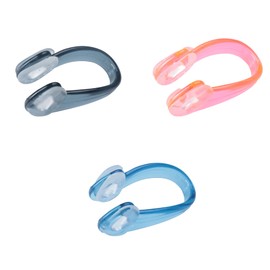 Ruwado 3 Pcs Nose Clips for Swimming Kids Silicon Transparent Colorful Nose Plugs Protector for Adults Training Water Sports Outdoor Activities Pool Accessories (Black, Blue and Orange)