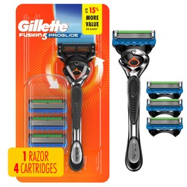 Gillette Fusion5 ProGlide Shaving Razor for Men, Razor Handle, 4 Razor Blade Refills, FlexBall Razor Handle and Precision Trimmer for Men