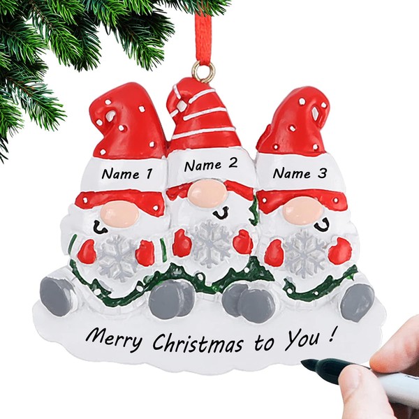 Christmas Tree Ornament 2024, Personalized Gnomes Family of 2, 3,