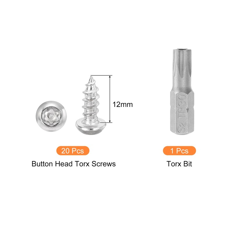 QUARKZMAN M6 x 12mm Torx Pan Head Security Sheet Screws