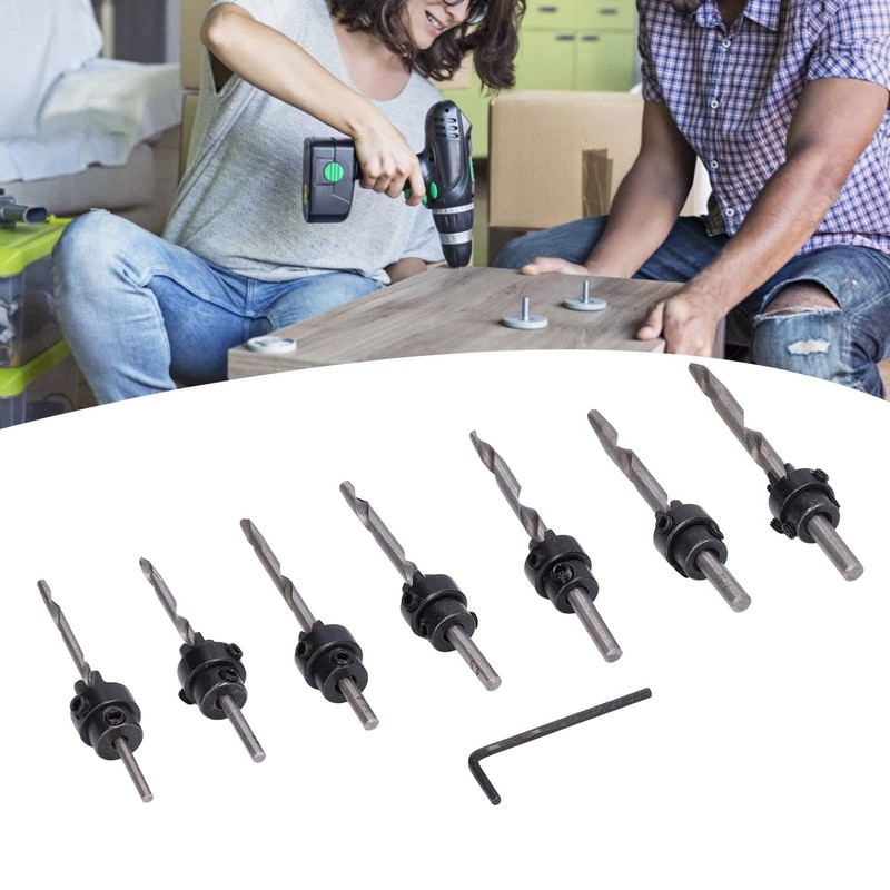 8pcs/set Countersink Drill Bit Countersink Bit Screw Set High Speed