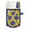 Double Oven Gloves - Organic Cotton - Artistic Blue Flowers