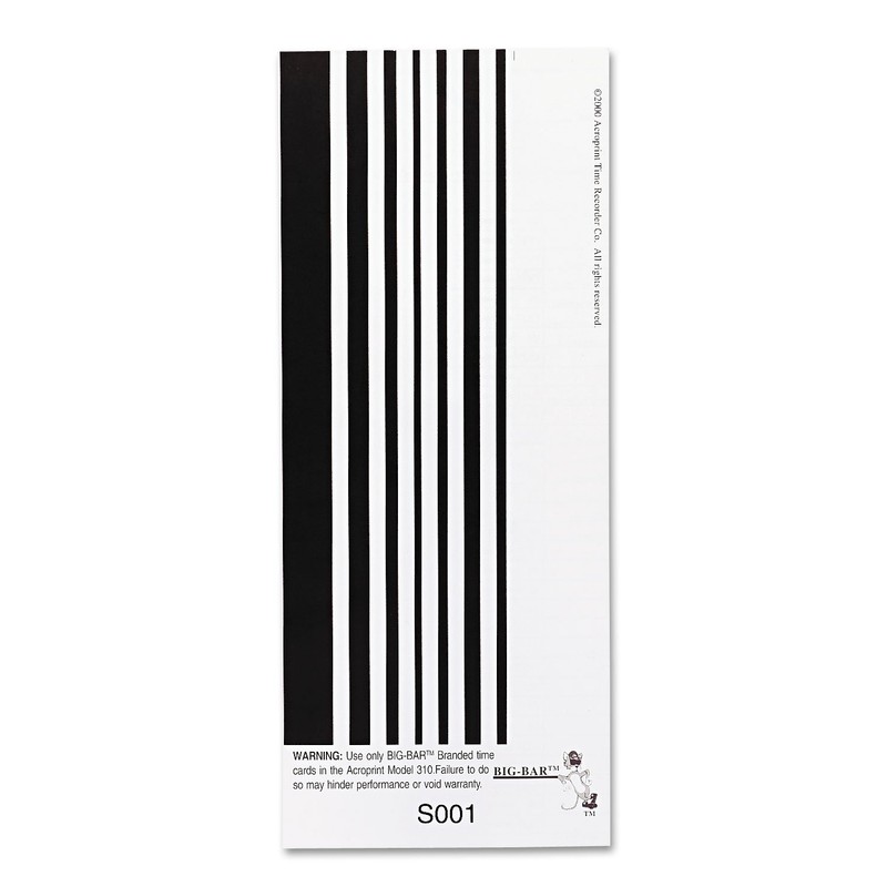 Acroprint 09-6103-080 Time Card for ATT310 Time Recorder, Pack of
