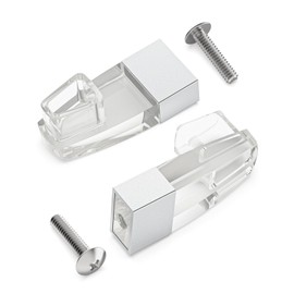 Compatible for Alumax Basco Shower Door Parts, Clear Acrylic Towel Bar Brackets with Chrome Sleeve for Sliding Glass Door Towel Rod Replacement, Set of 2
