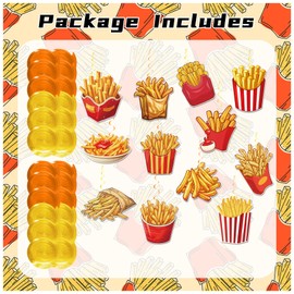 24 Pcs French Fries Hanging Swirls French Fries Party Decorations Double Sided Printing French Fries Ceiling Decorations for Fast Food French Fries Birthday Party Supplies