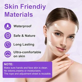 GGUFAY 1 Set Face Lift Tape, 20 Stück + 4 Lifting Cords, Instant Face und Neck Lift Tape, Anti-Falten-Patches für schlaffe Haut