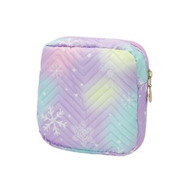 FuninCrea Travel Makeup Bag Gradient Portable 14x14cm Lipstick Storage Makeup Organiser Bags with Zipper, Waterproof Sanitary Napkin Storage Bag Small Cosmetic Pouch for Women and Girls (Purple)